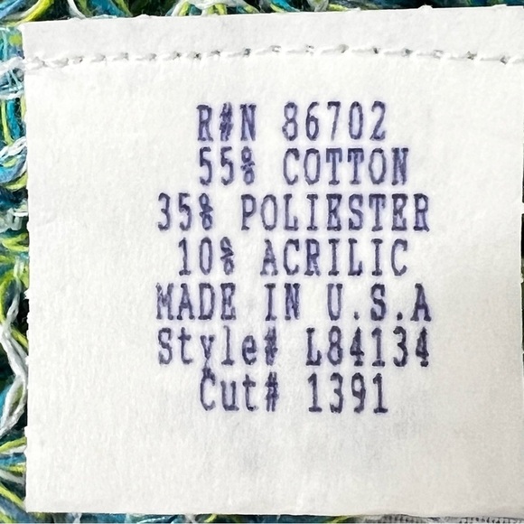 CYNTHIA MAX RELAX 3/4 Sleeve Button Front Blue Yellow Green Knit Cardigan Sz 2X - Picture 15 of 16